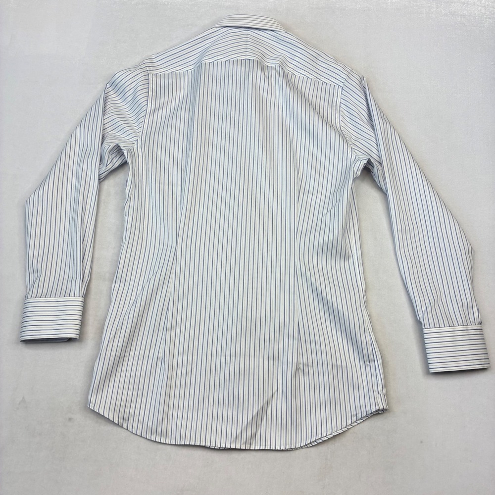Hawes‎ & Curtis Dress Shirt Mens 15/33 Blue White Stripe Extra Slim Fit Non-Iron - Picture 7 of 9